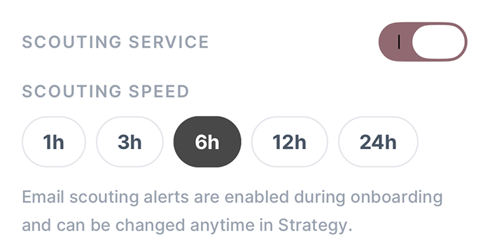 Scouting alert frequency selector